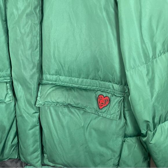 SPELLEDIT Unisex Oversized Green Puffer Jacket - Picture 3 of 9